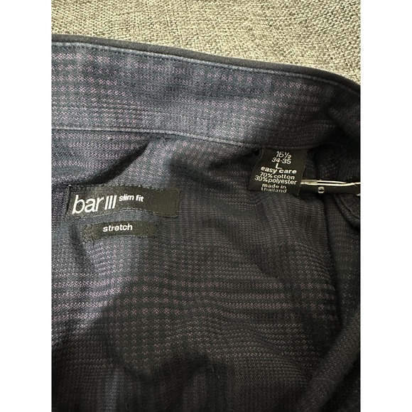 Bar 3 Slim Fit Men's 16 1/2 34-35 L Plaid Purple Black Long Sleeve Shirt - Picture 4 of 6